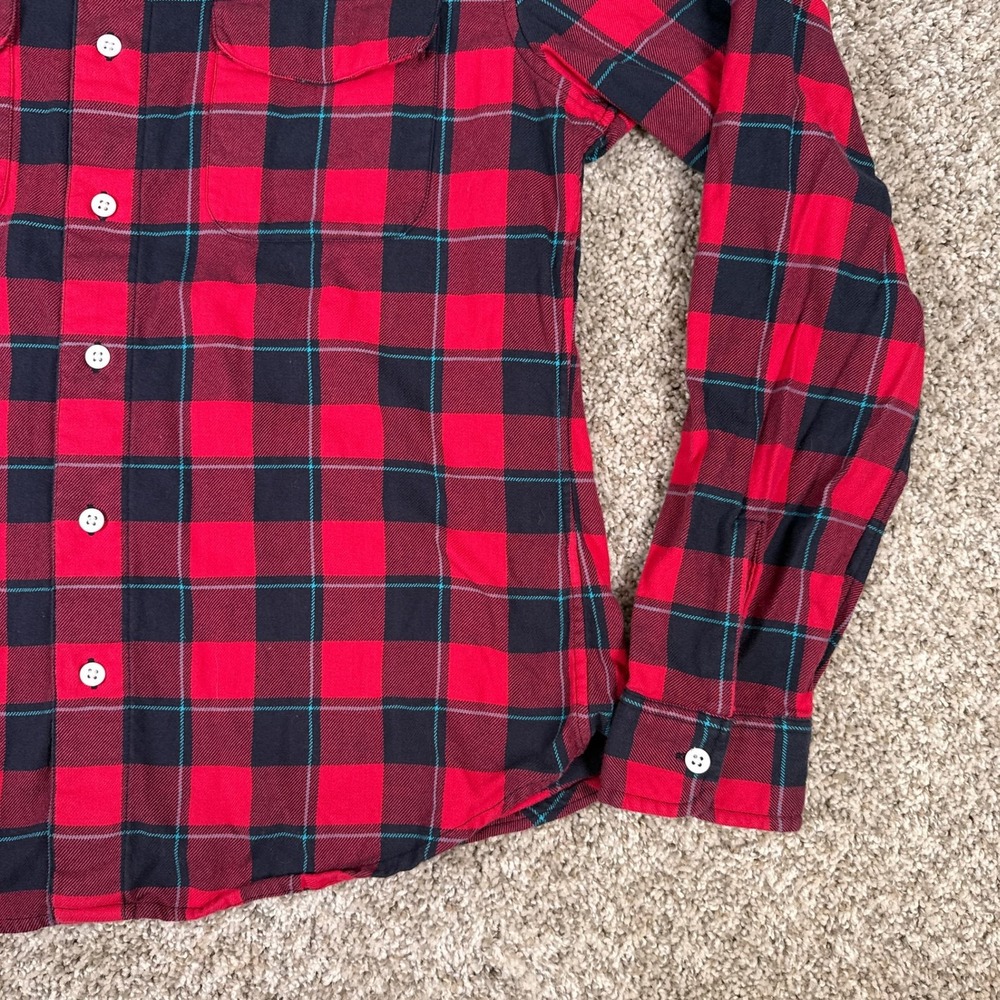 Bonobos Shirt Mens XL Red Black Plaid Flannel Button Up Long Sleeve Slim Fit - Picture 7 of 13